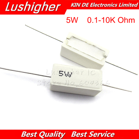 10 Uds 5W cemento resistencia 0,1 ~ 10k Ohm 5%, 0,22, 0,33, 0,5 1 10 100 1K 10K Ohm 0.1R 0.22R 0.33R 0.5R 1R 10R 100R Resisitor ► Foto 1/5