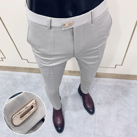 Pantalones de traje formales para hombre pantalones ajustados informales de moda para vestido de negocios, pantalones de fiesta de boda, trabajo de talla grande 28-36, primavera 2022 ► Foto 1/6