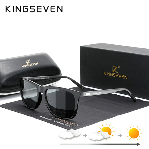 KINGSEVEN-gafas de sol con montura de aluminio para hombre y mujer, lentes fotocromáticas polarizadas, accesorios ► Foto 1/1