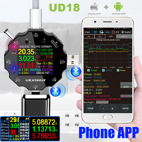 HD TFT a Color de tipo C USB 3,0 de dc voltímetro de coche digital amperímetro voltimetro banco de potencia detector de tensión eléctrica volt meter ► Foto 1/6