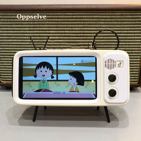 Soporte para teléfono móvil Retro para TV, 4,7-6,5 pulgadas, soporte inalámbrico para teléfono inteligente, Bluetooth, 3D altavoz estéreo, reproductor de música y Audio ► Foto 1/6