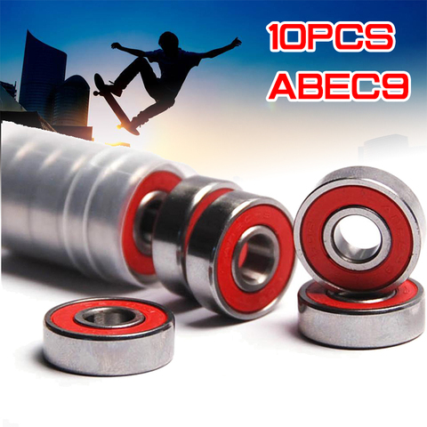 10x ABEC-9 608 2RS rodamiento de rueda de patín en línea rojo sellado 8x22x7mm cojinete de eje anti-óxido rueda de Skateboard herramienta miniatura ► Foto 1/6
