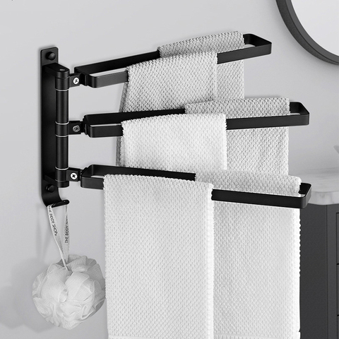 Toallero de aluminio espacial giratorio de toalla, soporte de pared para baño y cocina, colgador giratorio ► Foto 1/5