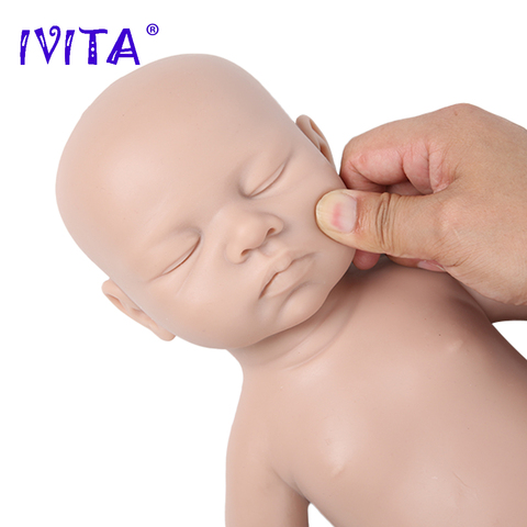 IVITA WG1507-Muñeca de bebé de silicona de cuerpo completo cerrada, ojos cerrados de 46cm y 3,2 kg, muñecos suaves sin pintar, Kit de juguetes en blanco ► Foto 1/6