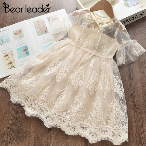 Bear Leader-vestido de princesa para niñas, traje elegante manga de encaje de media, ropa de fiesta para niños de 3 a 7 años, novedad de verano de 2022 ► Foto 1/6