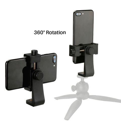 Teléfono Universal adaptador de montaje para trípode, soporte de cortadora de teléfono móvil Vertical, ajustable de 360 grados ► Foto 1/6
