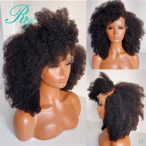 Pelucas de cabello humano de encaje Frontal para mujeres negras, peluca de cabello humano rizado Afro con cierre Frontal 13x4, al 150% prearrancado, pelo de bebé Remy ► Foto 1/6