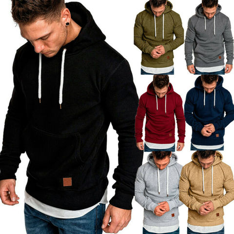 Sudaderas con capucha de manga larga para hombre, jersey liso informal, camisetas suaves de rapero de Hip-Hop, ropa deportiva para correr, otoño ► Foto 1/6