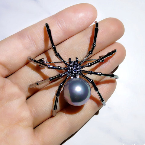 Broche creativo de araña blanco y negro para hombre y mujer, accesorio para bufandas ► Foto 1/6