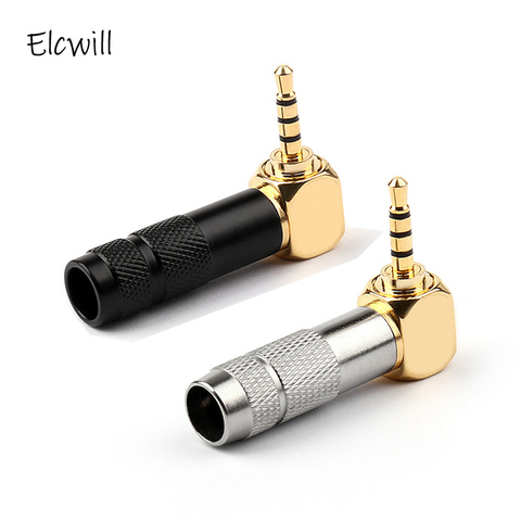 Conector de Audio con enchufe curvado de 2,5mm, adaptador chapado en oro de 4 polos, Conector de soldadura de auriculares estéreo artesanal, enchufe de soldadura de reparación de 90 grados ► Foto 1/6