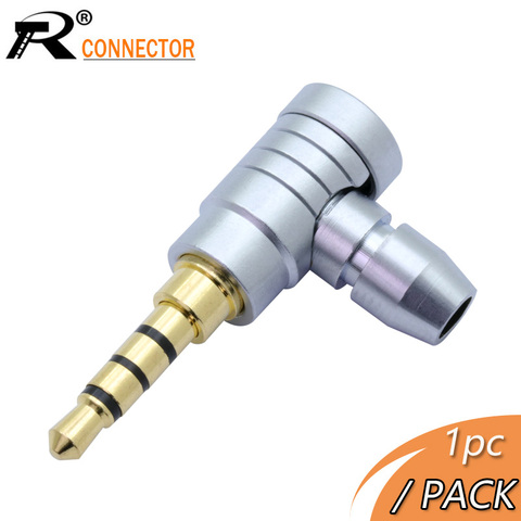 Conector Jack de 3,5mm, 4 polos, Audio estéreo, ángulo recto, Cable adaptador de soldadura, 1 ud. ► Foto 1/6