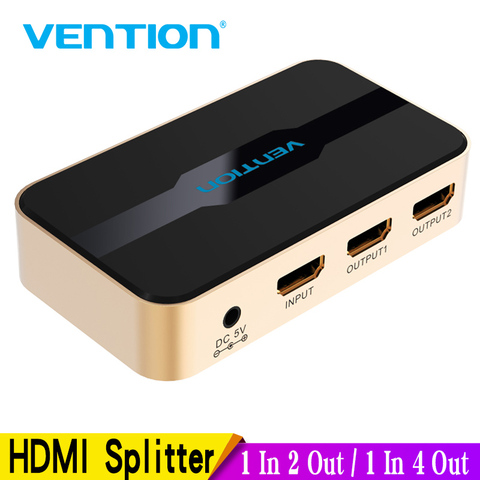 Vention-Divisor HDMI 1x2 4k 3D, adaptador de interruptor HDMI 1 en 2 con fuente de alimentación, tipo de Metal para amplificador de Xbox HDCP, nuevo ► Foto 1/6