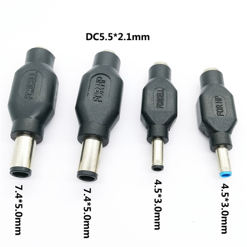 1 Uds DC5.5 * hembra de 2,1mm a 4,5x3,0mm/7,4x5,0mm poder masculino DC adaptador de enchufe adaptador de conector macho para HP para el ordenador portátil de DELL ► Foto 1/6