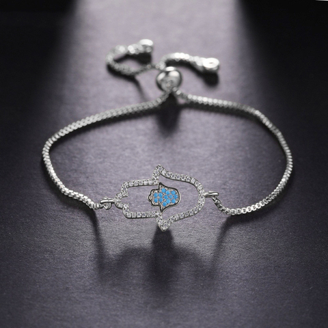 Juya-pulsera de cadena ajustable de oro y rosa para hombre y mujer, brazalete de mano con diseño griego de mal de ojo de Fátima Hamsa ► Foto 1/6