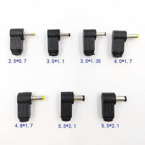 De alimentación DC conector macho adaptador Jack 90 grados hombre 5.5x2 1mm/5.5x2 5mm/4.8x1 7mm/4.0x1 7mm/3.5x1 3mm/2.5x0 7mm/2.0x0.6mm ► Foto 1/5