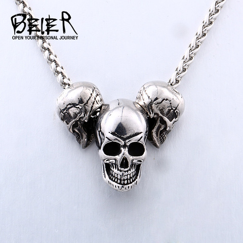 Beier diseño único punk calavera de alta calidad biker 316L Acero inoxidable colgante collar joyería LLBP8216PX ► Foto 1/6