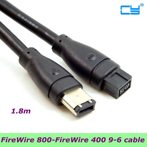 Cable BETA FireWire de 9 pines/6 pines, Conector de enchufe y juego, 800-FireWire 400 9-6, IEEE 1394B, 1,8 m, 6 pies, 180cm, negro, la mejor calidad ► Foto 1/4