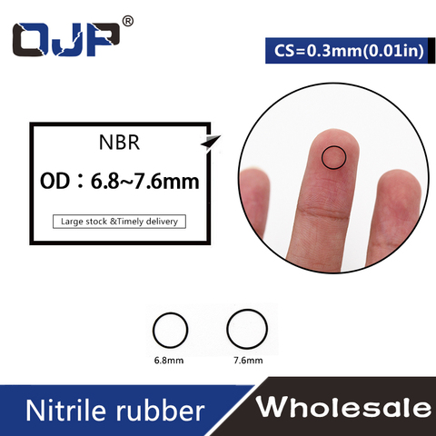 30 unids/lote junta de goma negra NBR CS 0,3mm de espesor OD6.8/7,6mm junta de goma de nitrilo resistente al aceite impermeable o anillo ► Foto 1/5