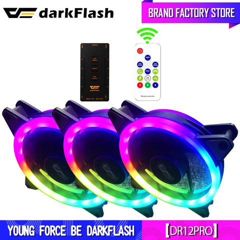 DarkFlash auténtico DR12 Pro FAN computadora refrigerador RGB Fans PC ordenador ventilador con cubierta RGB ajustar 3P-5V AURA SYNC LED ventilador de 120mm ► Foto 1/6