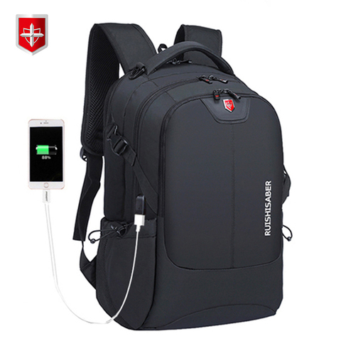 Mochila impermeable para hombre y mujer, morral escolar informal de nailon con carga USB para ordenador portátil, de viaje, de 15 a 17 pulgadas ► Foto 1/6