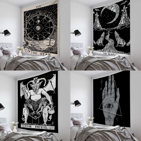 Tarot sol y luna patrón manta Mandala India Tapiz colgante de pared bohemio gitano psicodélico Tapiz brujeria Tapiz ► Foto 1/6