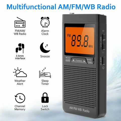 Radio de bolsillo de emergencia portátil, minireceptor de Radio de mano con advertencia Meteorológica NOAA Am AM Fm ► Foto 1/6