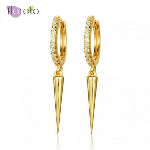 Pendientes de aro de Plata de Ley 925 para mujer, aretes pequeños de alta calidad, Punk, Color dorado y plateado, joyería ► Foto 1/5