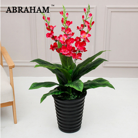 90cm grande Tropical Artificial Musa árbol Real Touch falso gran planta rama de árbol de Palma con flor Monstera hojas decoración del hogar ► Foto 1/6