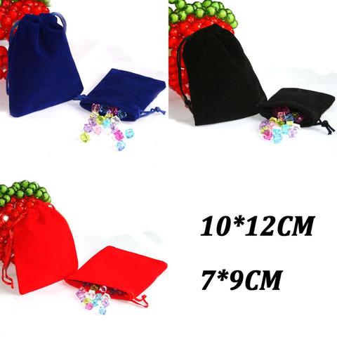 7x 9/10x12cm 5 unids/lote bolsos cordón ajustable terciopelo joyería bolsas de embalaje para dulces pendientes perlas de Navidad bolsa de regalo de fiesta de boda ► Foto 1/6