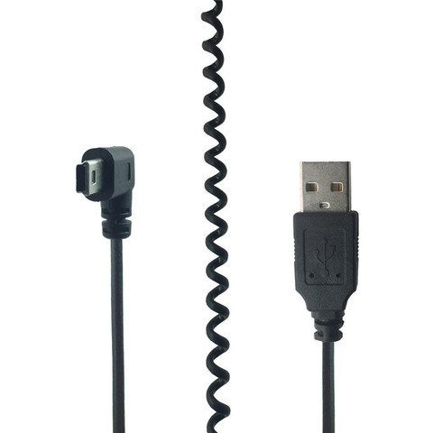 Cable mini usb USB tipo A Mini, Cable de resorte de carga de ángulo recto de 5 pines para navegador GPS, 0,5 m-1,2 m ► Foto 1/4