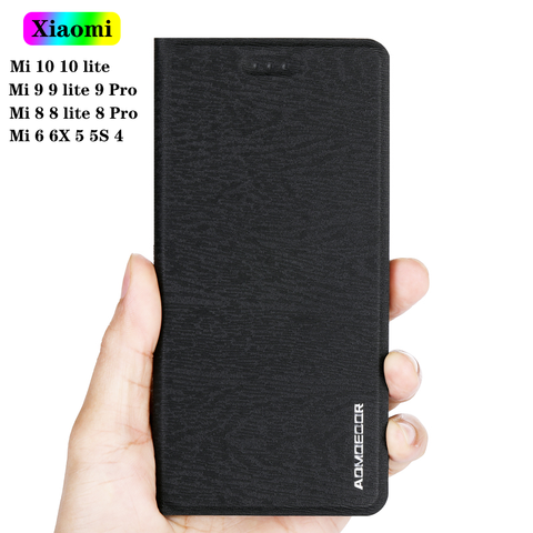 Funda de cuero con tapa para móvil, carcasa trasera para Xiaomi Mi 9 Lite, 9T Pro, Mi 10, 10T lite, 8 SE, 6, 6X, Mi 5, 5X, 5S, 5C, 4, 4C ► Foto 1/6