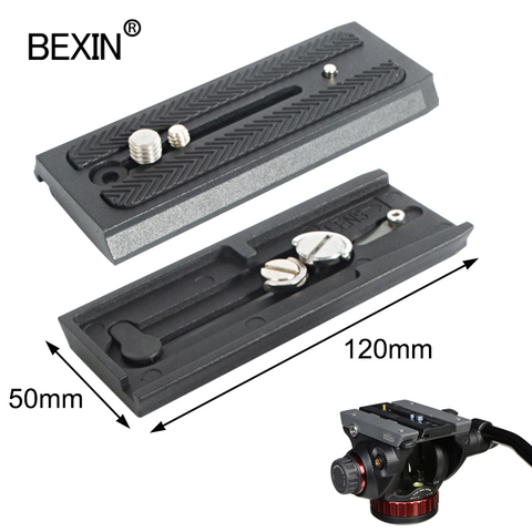 BEXIN-Placa de liberación rápida de 50mm de ancho, tornillo 1/4 y 3/8, soporte para adaptador Manfrotto, trípode hidráulico ► Foto 1/6