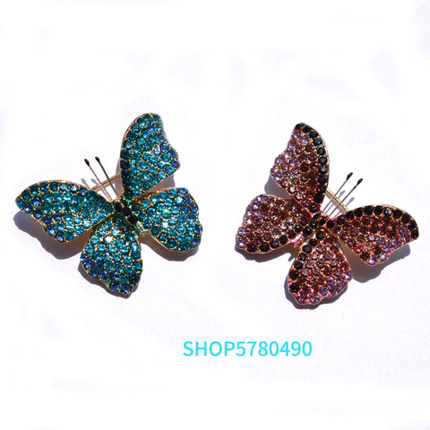 Broches de mariposa para mujer, joyería clásica, alfileres delicados de diamantes de imitación, accesorios de vestir, regalo de novia, Pin elegante ► Foto 1/6