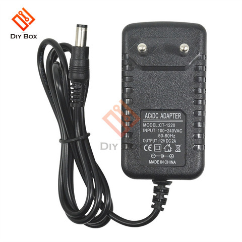 Adaptador de fuente de alimentación AC 100 -240V DC 12V 2A US EU, cargador convertidor de 5,5x2,1mm, longitud de la interfaz de 1m ► Foto 1/6