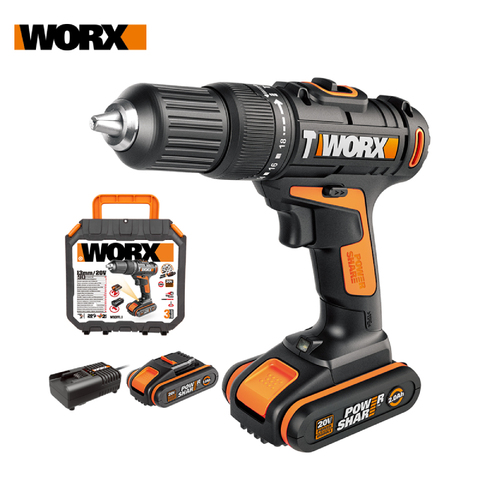 Worx-perforadora de impacto inalámbrica WX371.1, 20V, destornilladores de perforación eléctricos recargable + luz LED, herramientas eléctricas de mano para el hogar ► Foto 1/6