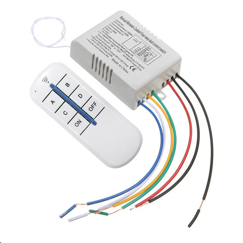 Interruptor de Control remoto inalámbrico para lámpara de dormitorio, Kit de interruptor de encendido/apagado de lámpara Digital RF de 4 vías, CA de 220V, 30M ► Foto 1/6