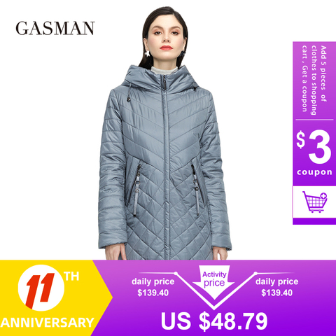 GASMAN de las nuevas mujeres abrigo Trench mujeres chaquetas de primavera 2022 de moda casual de gran tamaño parka ropa femenina chaqueta de las señoras 81865 ► Foto 1/6