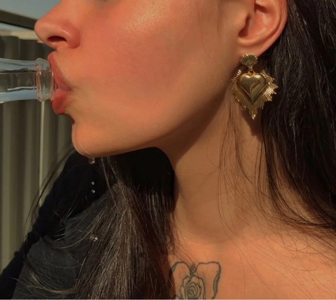 Pendientes Punk de gota de Metal con forma de corazón para mujer, aretes grandes, geométricos, irregulares, dorados, fiesta, joyería de personalidad ► Foto 1/6