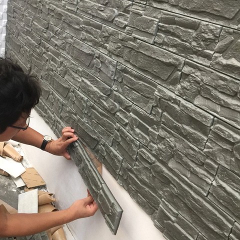 Paneles de pared 3D para sala de estar 3D papel de pared de piedra de ladrillo para habitación de niños decoración del hogar 3D resistente al agua papel pintado adhesivo ► Foto 1/6