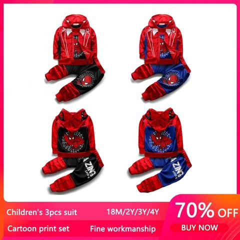 Disfraz de Spiderman para niños pequeños, primavera y otoño, chándal, 3 uds., novedad de 2022 ► Foto 1/6