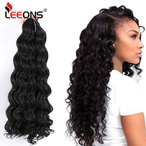 Leeons-extensiones de cabello de ganchillo con ondas al agua, cabello sintético ondulado de 20 pulgadas, mechones de cabello trenzado ombré ► Foto 1/6