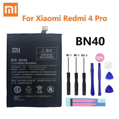 Xiaomi-Batería de teléfono BN40 Original para Redmi 4 Pro Prime, 3G RAM, 32G ROM, alta calidad, 4100mAh, baterías de reemplazo de teléfono ► Foto 1/5