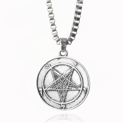 Sigilo de Lucifer satánico collar de símbolo pentagrama invertido Samael Lilith Baphomet cabra gargantilla para hombres nórdica joyería vikinga ► Foto 1/6