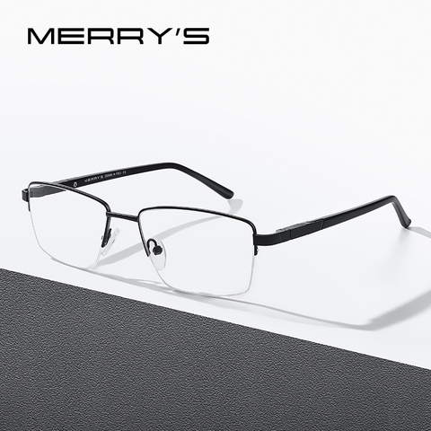 MERRYS-gafas graduadas para miopía para hombre, anteojos de diseño, Montura de gafas de aleación de titanio, estilo de negocios, ultralivianos, de medio Marco, S2188 ► Foto 1/6