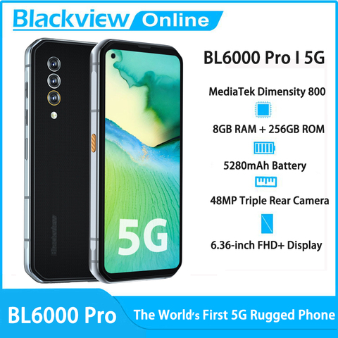 Blackview-teléfono inteligente BL6000 Pro, 5G, 8GB de RAM + 256GB de ROM, pantalla FHD de 6,36 pulgadas, resistente al agua IP68/IP69K, cámara de 48MP ► Foto 1/6