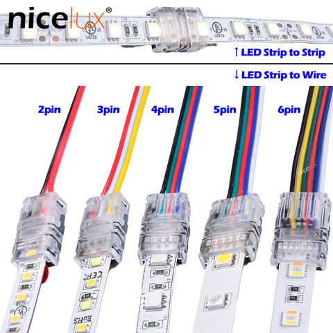 5 uds., 2 pines, 3 pines, 4 pines, 5 pines, conector para tira de LED de 6 pines para RGB RGBW RGBWW 3528 5050, tira de luces LED, empalme de Terminal de conexión de cable ► Foto 1/6