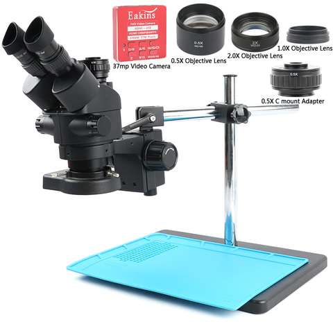 Microscopio estéreo trinocular simul focal, dispositivo óptico de 37MP, 1080P, HDMI, USB, con cámara de vídeo 3.5X-90X, para reparación y soldadura de la placa base del teléfono ► Foto 1/6