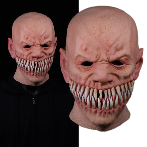 Mascarilla de látex con diseño de payaso, máscara de Cosplay de Horror, monstruo escalofriante con dientes grandes, accesorios de disfraz aterrador para fiesta de Halloween ► Foto 1/6