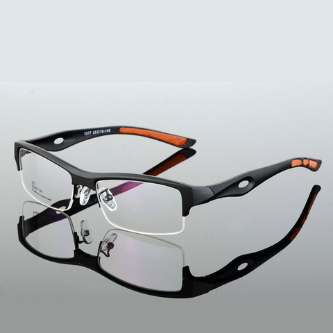 Montura de gafas deportivas para hombre, gafas ópticas TR90, prescripción de anteojos, cuadradas de media llanta, lente clara de lujo ► Foto 1/6