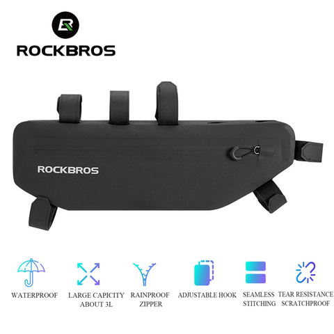 ROCKBROS-Bolsa de ciclismo para tubo superior, bolsa de cuadro frontal, resistente al agua, triangular, para ciclismo de montaña o carretera ► Foto 1/6